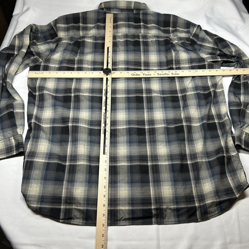 Carhartt Pearl Snap Shirt Mens 2XL XXL Blue Plaid Relaxed Fit Western Work EUC - Picture 11 of 14